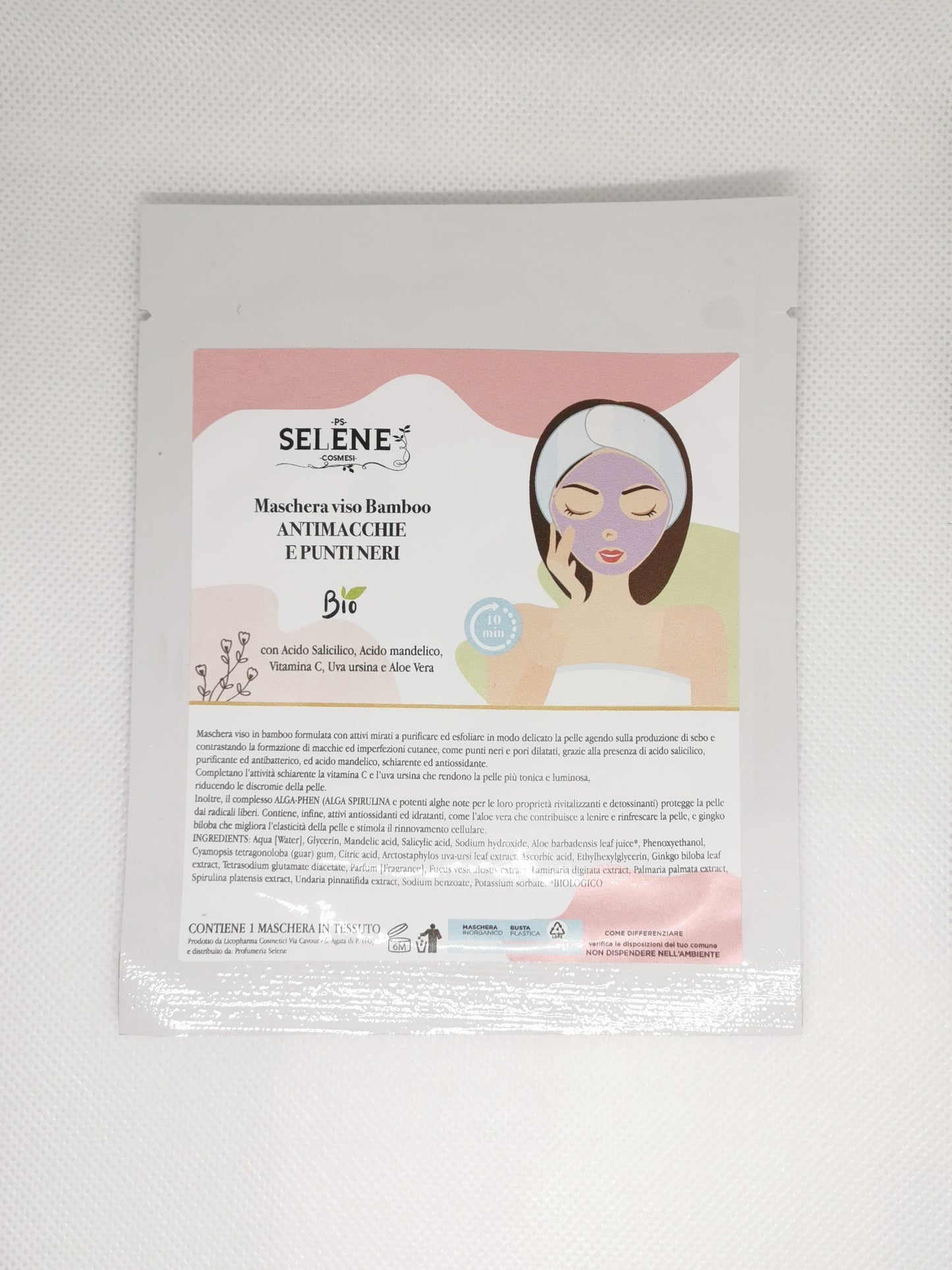 Maschera viso in bamboo antimacchie e punti neri